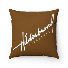 Load image into Gallery viewer, Hilderbrand Lifestyle Faux Suede Square Pillow (Mahogany /White)
